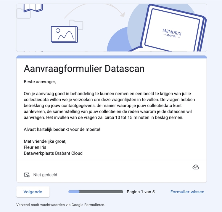 Aanvraagformulier Datascan (Afbeelding: Brabant Cloud)